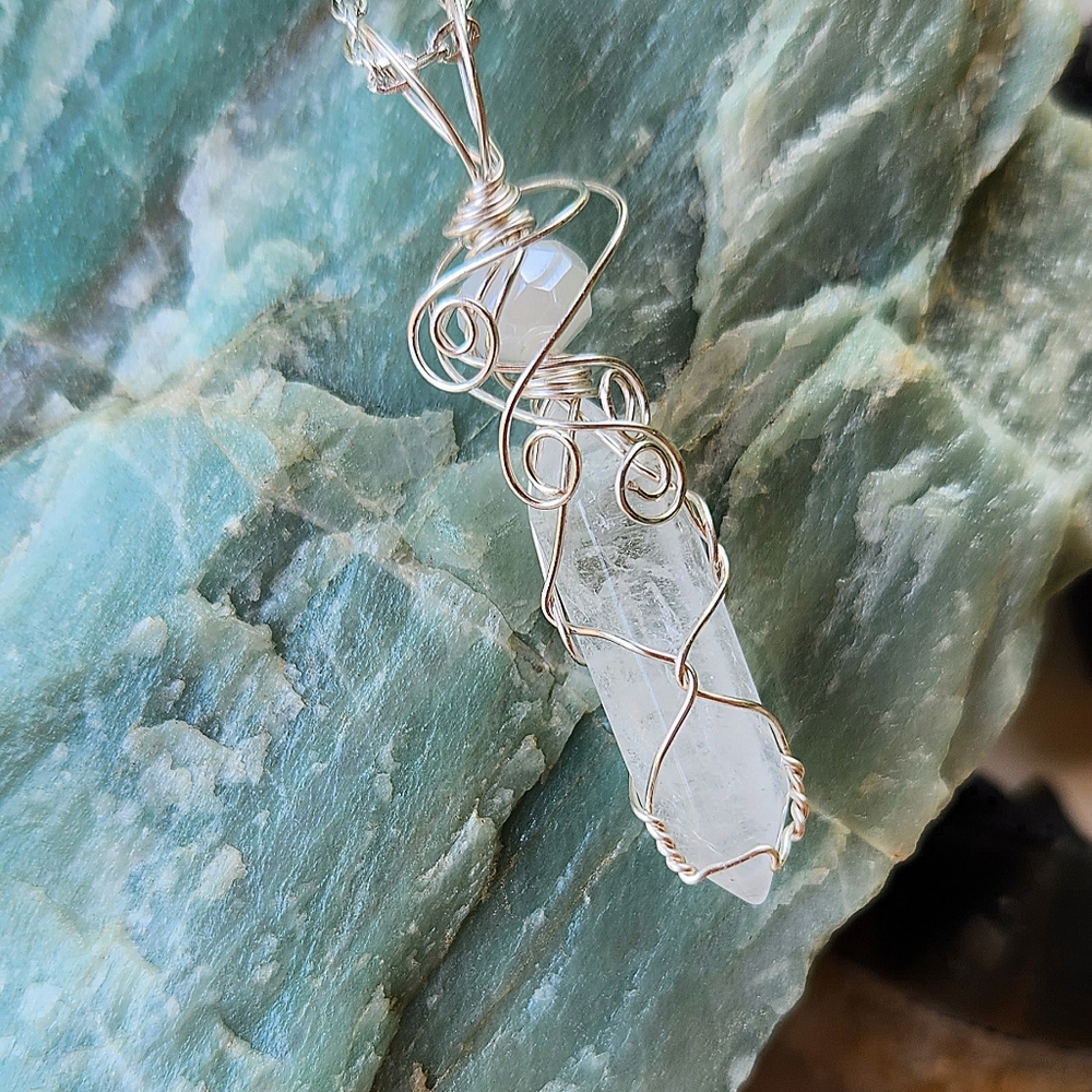 Crystal Necklace, Quartz Necklace, Quartz Crystal, Wire Wrapped Crystal Necklace